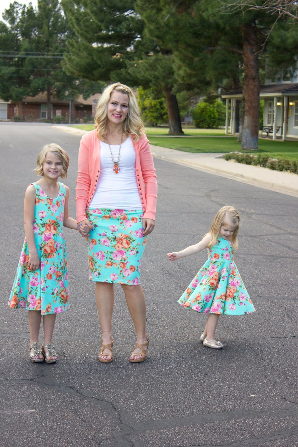 Mint/ Peach Floral Skirt