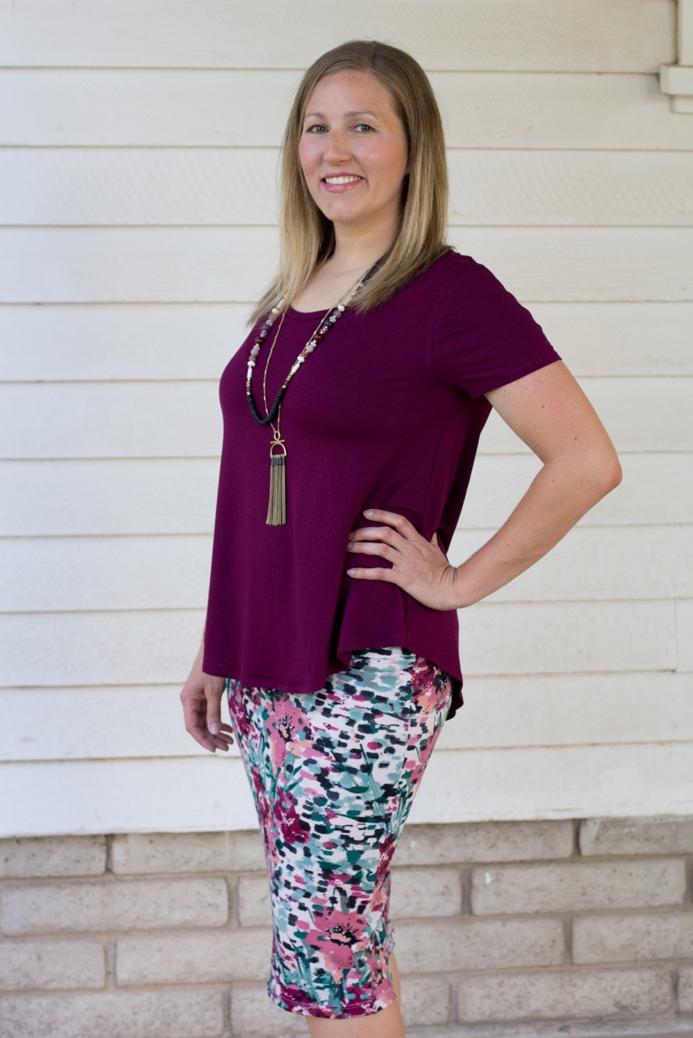 Mauve/Burgandy Floral Skirt