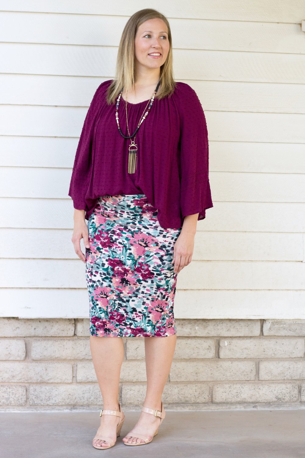 Mauve/Burgandy Floral Skirt