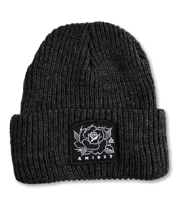 Image of Rose Patch Beanie : Charcoal