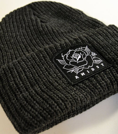 Image of Rose Patch Beanie : Charcoal