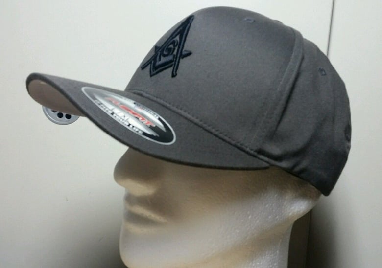 Image of 004 Flexfit Masonic Hat Embroidery Gray