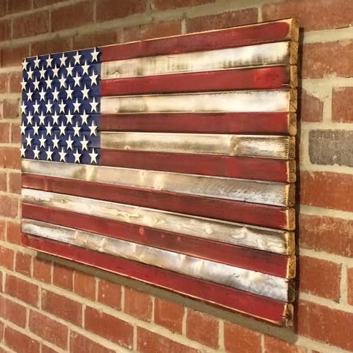 Image of Medium American Flag Rustic or Burned Finish