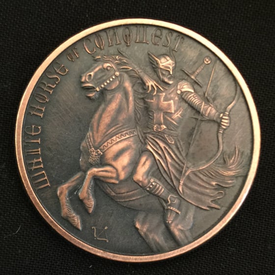 Image of White Horse of Conquest 1oz Copper Challenge Coin