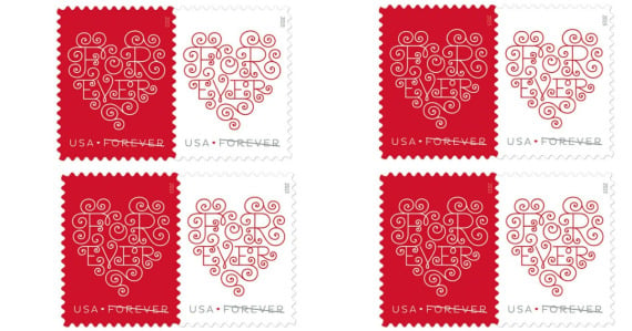 JADETREE STAMP — USPS SHEET of 20 Forever Heart First Class