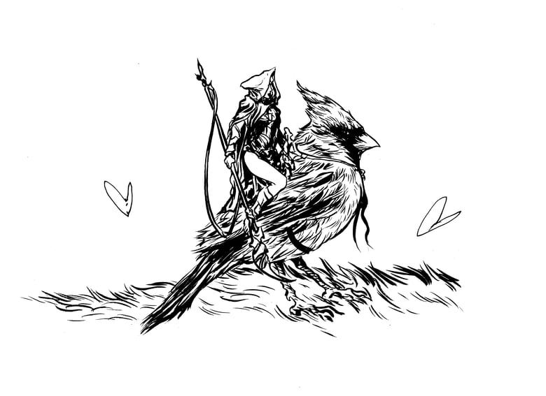 Image of cardinal rider 8.5 x 11 inch print