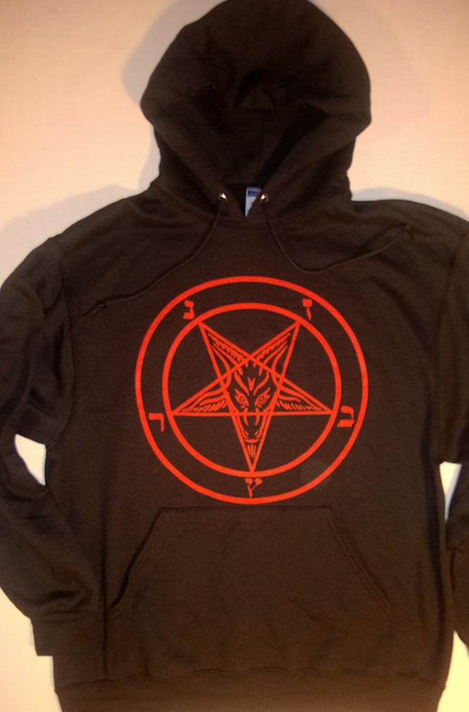 Pentagram - Hooded Sweatshirt with Red Print | Necroharmonic