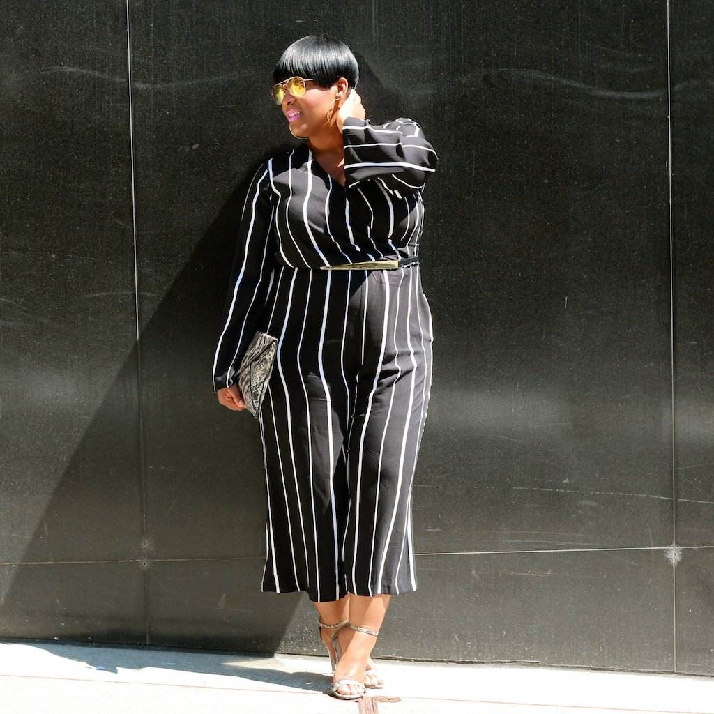 jcpenney striped jumpsuit