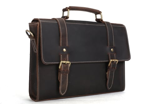 Image of Handmade Vintage Style Leather Briefcase Messenger Bag Satchel Bag Crossbody Shoulder Bag 12007