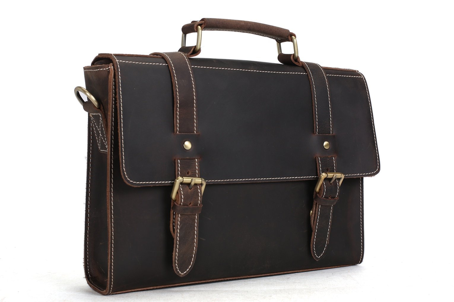 Handmade Vintage Style Leather Briefcase Messenger Bag Satchel Bag ...