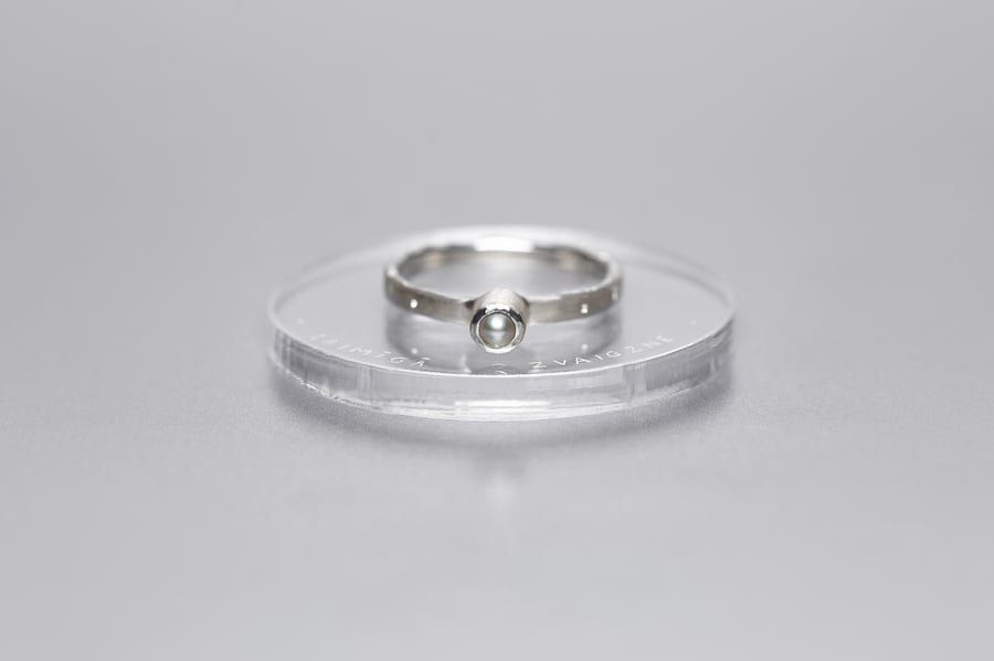 Image of "Lucky star" silver ring with pearl  · STELLA ALBA ·