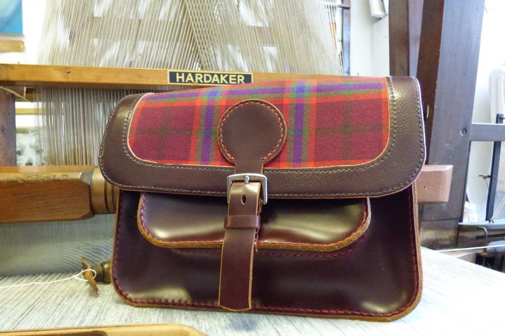 Image of Berries & Cherries Leather and Tartan Satchel