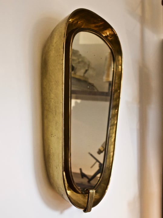 Image of Art Deco Backlit Brass Mirror