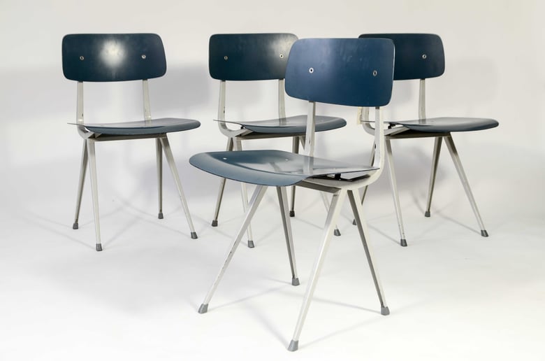 Image of Friso Kramer Result chairs Ahrend De Cirkel Petrol blue rare early production