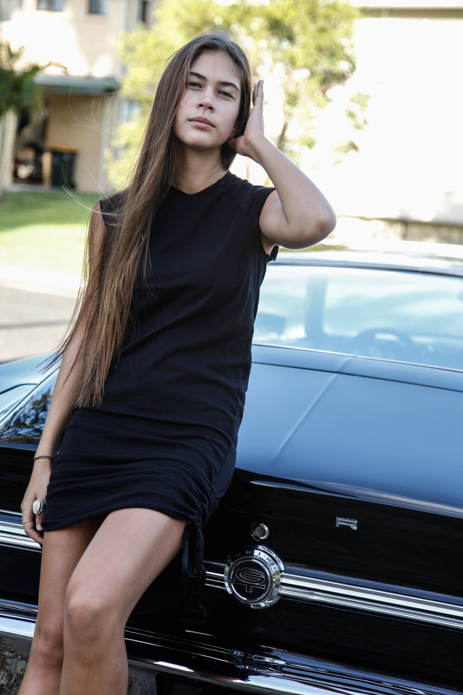 Image of Drawstring Dress - Organic Black