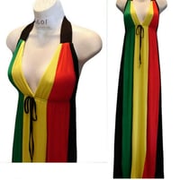 Rasta color Halter Dress