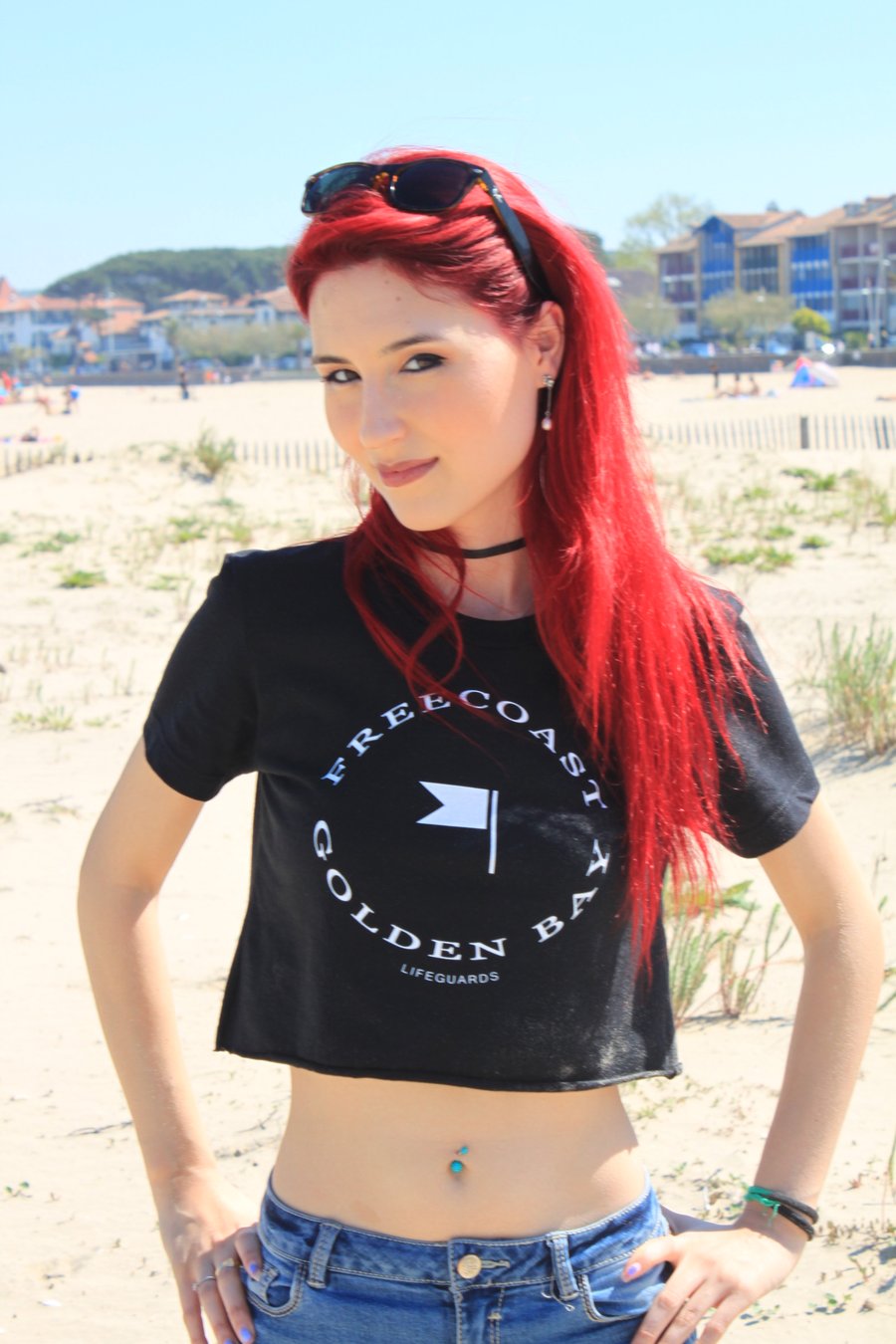 Image of Golden Bay Flag Black Crop Top