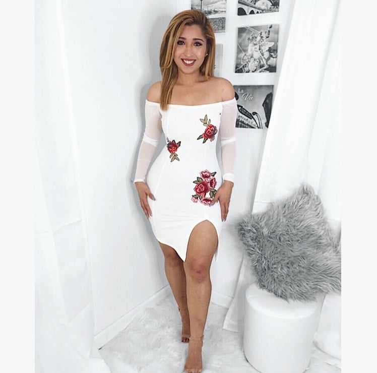 Image of Floral white dress