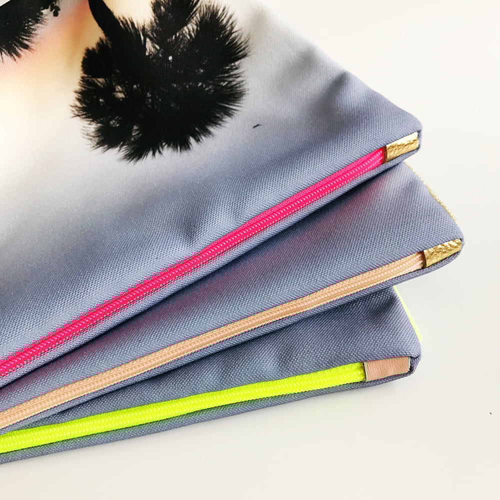 Image of Palm Trees at Sunset, Miami Beach Pouch L