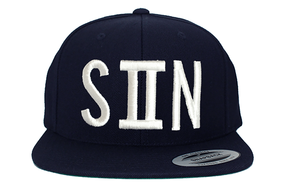 navy blue and white snapback hats