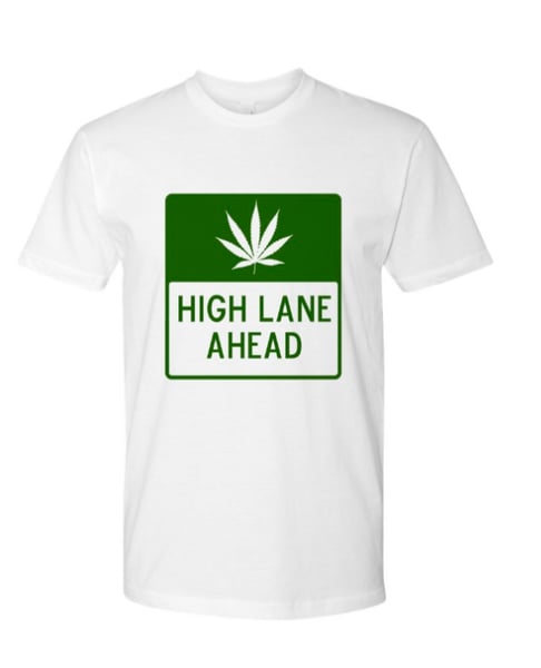 Image of High Lane Ahead - White T (Green Print)