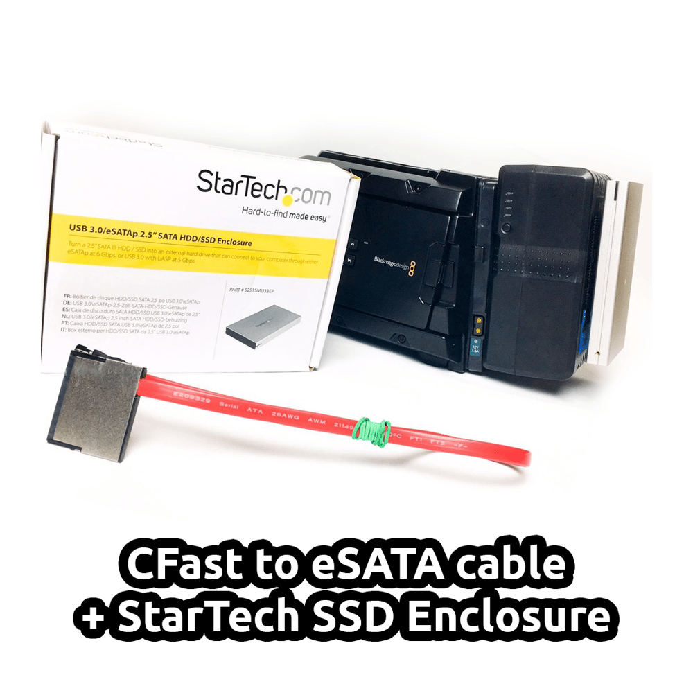Image of CFAST to eSATA cable with SSD enclosure for Blackmagic Ursa, Mini, Pro, 