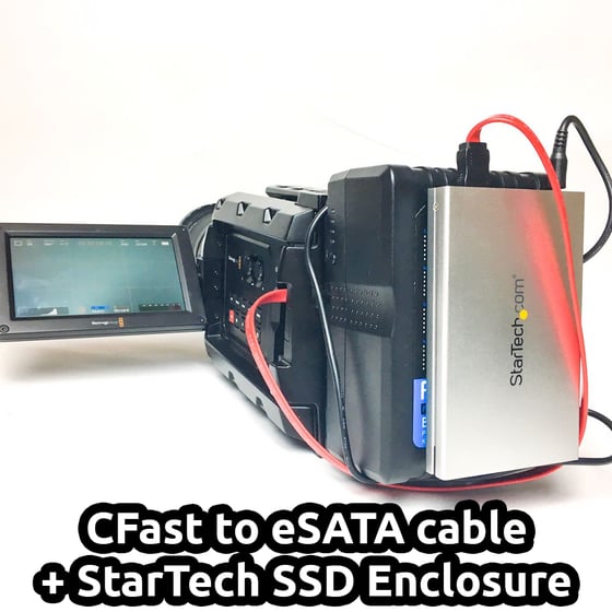 Image of CFAST to eSATA cable with SSD enclosure for Blackmagic Ursa, Mini, Pro, 
