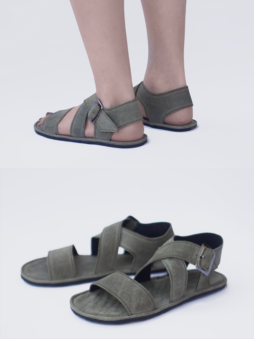 olive leather sandals