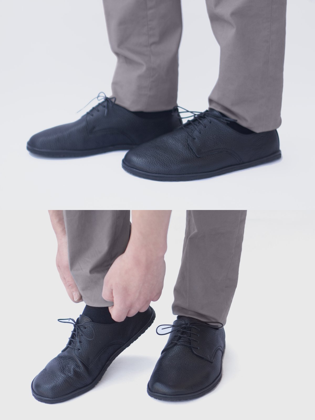 Plain Toe Derby in Pebbled Black | The Drifter Leather handmade shoes