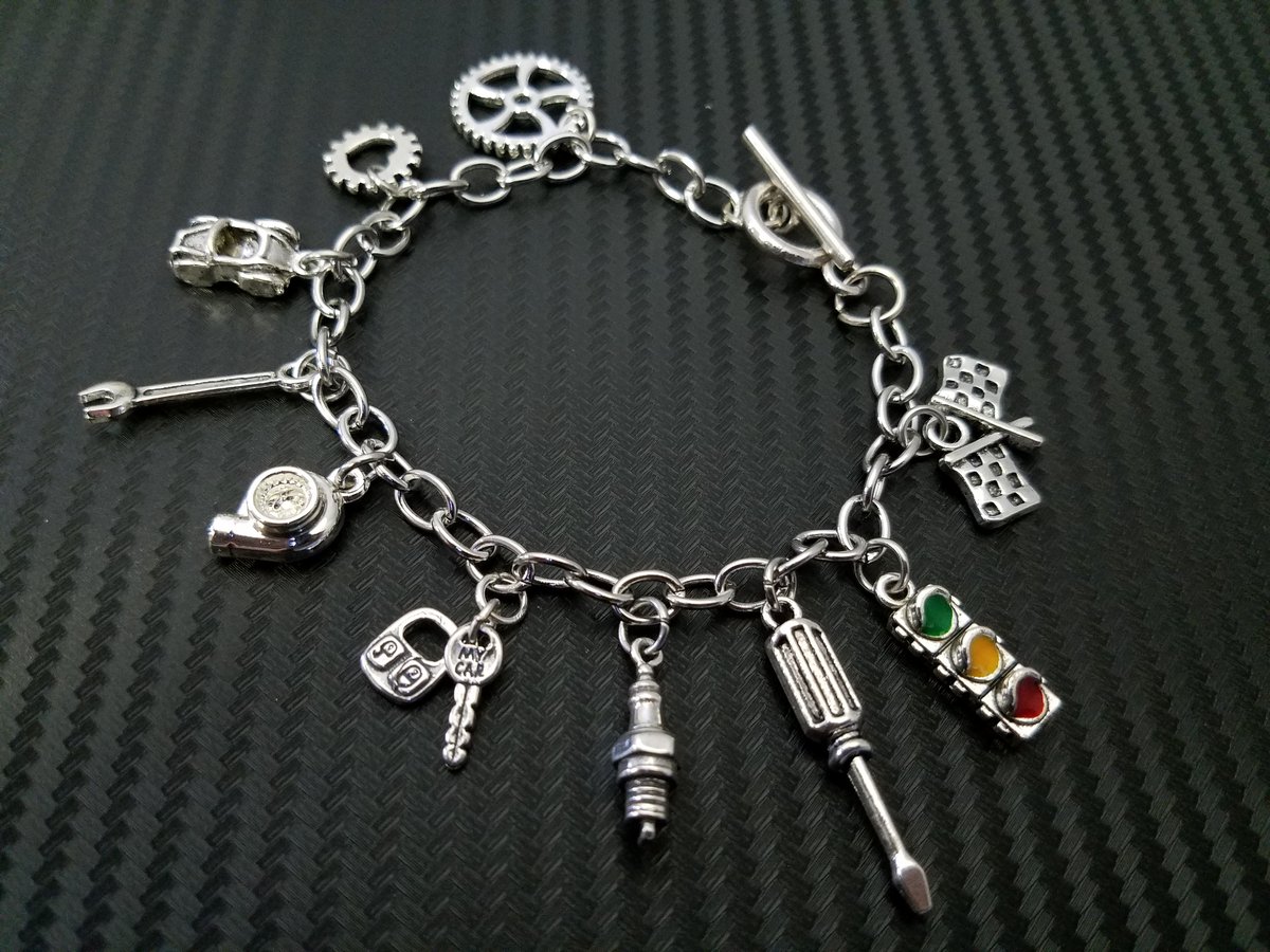 Car Part Charm Bracelets / Garage Girls Jewelry