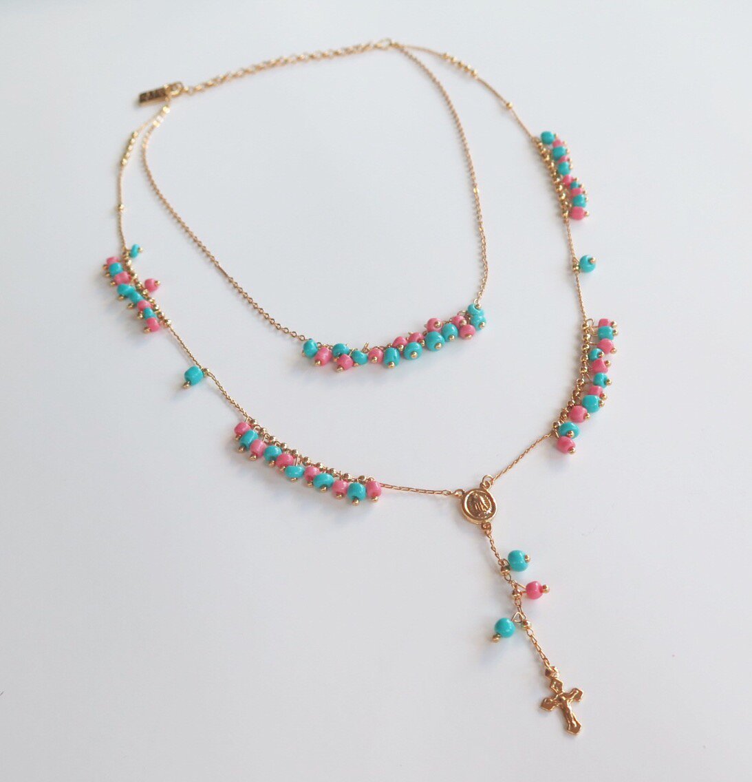 Image of Double Salmon and Turquoise Rosary