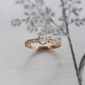 Image of 18ct Rose gold 4.0mm Rose cut diamond ring (LON61)