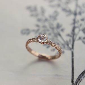 Image of 18ct Rose gold 4.0mm Rose cut diamond ring (LON61)