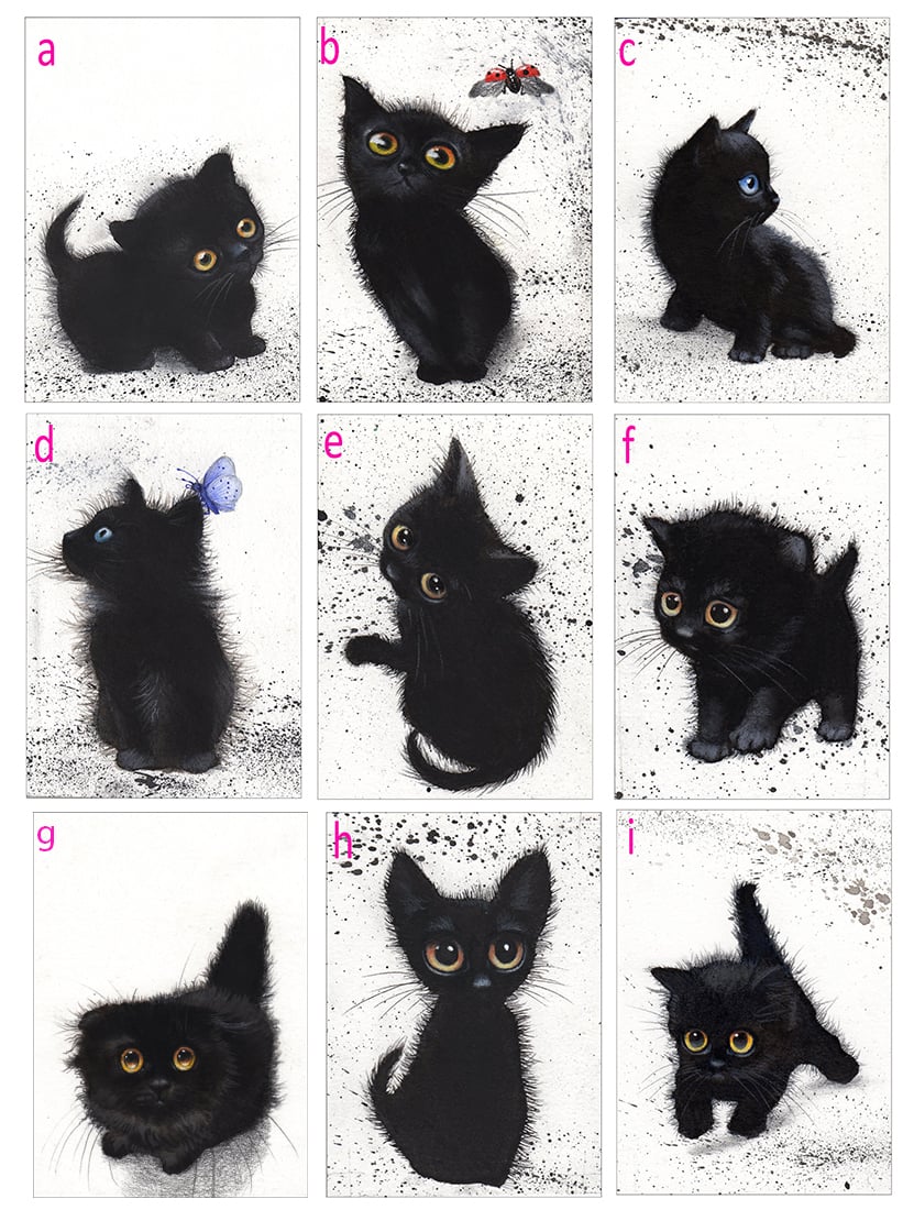 Image of Black Kitties, ACEO prints