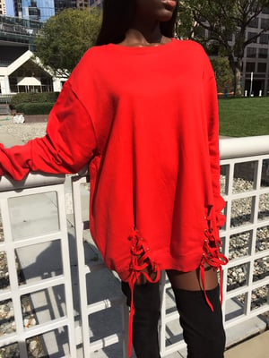 Image of 'Menace' Oversized Sweatshirt Dress in CHERRY