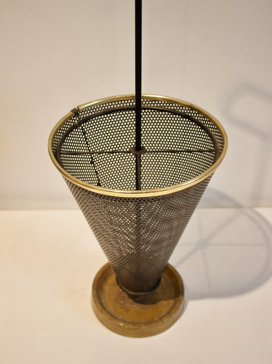 Image of Umbrella Stand of Perforated Metal & Brass