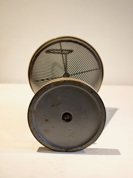 Image of Umbrella Stand of Perforated Metal & Brass