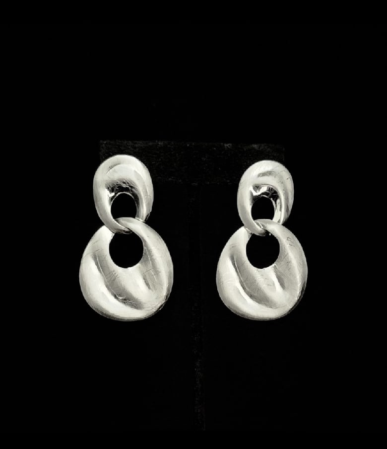 Image of Silver Brushed Pierced Earrings 