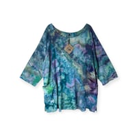 Image 1 of 1XL Cotton Woven Forager Top in Mermaid Watercolor Ice Dye