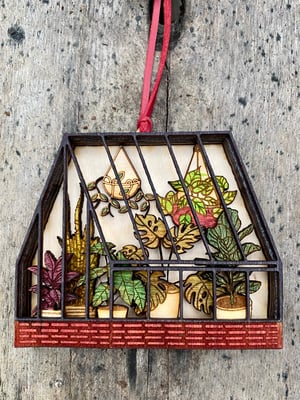 Image of Layered Wood Ornament - Greenhouse