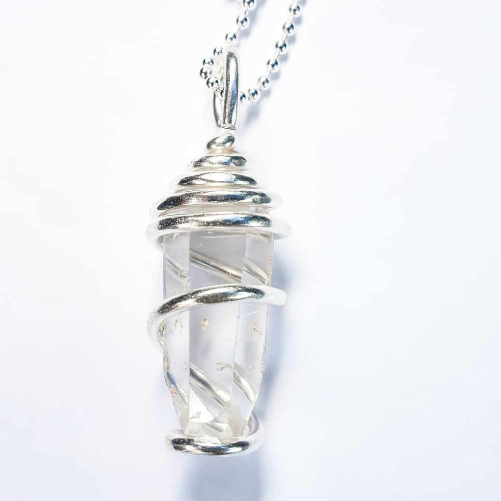 Image of .999 Fine Silver Wrapped Clear Quartz