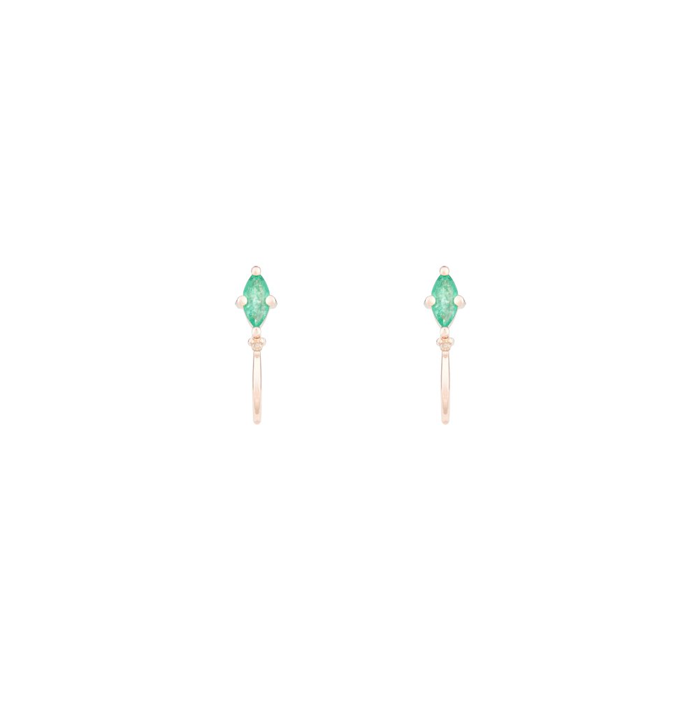 Image of Emerald Marquise Mini Hoop Earring