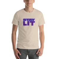 Image 3 of STAY LIT PURPLE/PINK/BLUE Short-Sleeve Unisex T-Shirt