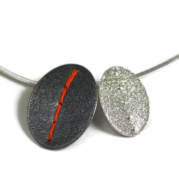 Image of Sewn Up Mixed Double Necklace