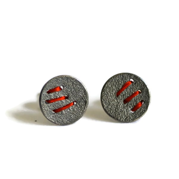 Image of Sewn Up Earrings with 3 stitches