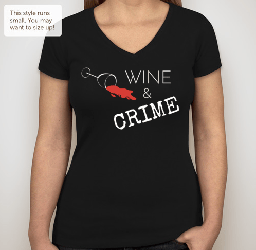 Wine Crime Podcast Womens V Neck T Shirt Black