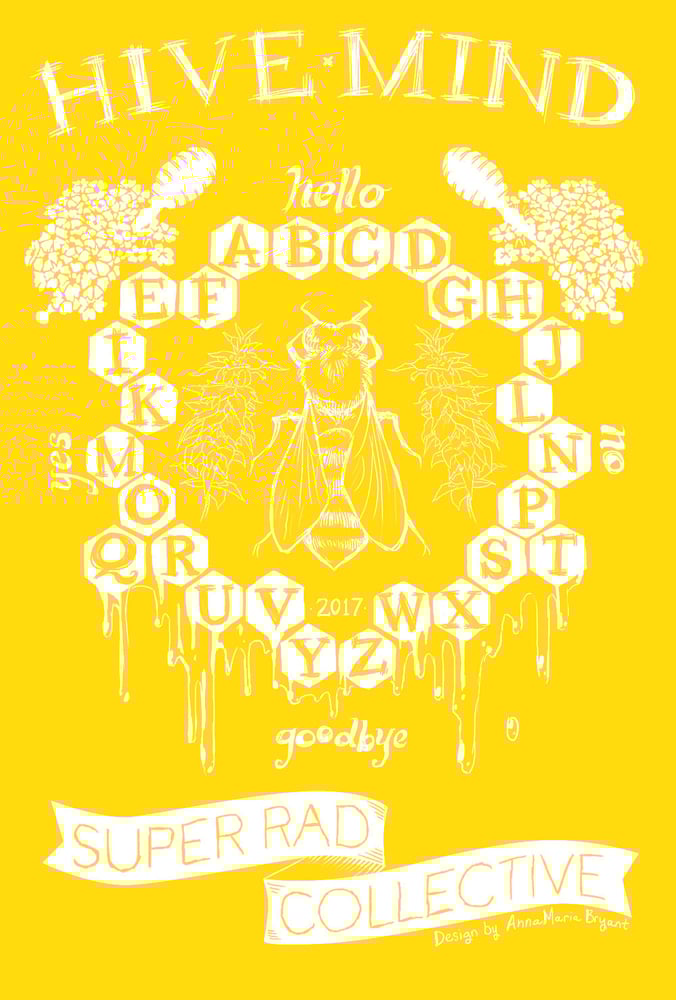 Image of "Ouija Bee" 11x17" print - white on canary