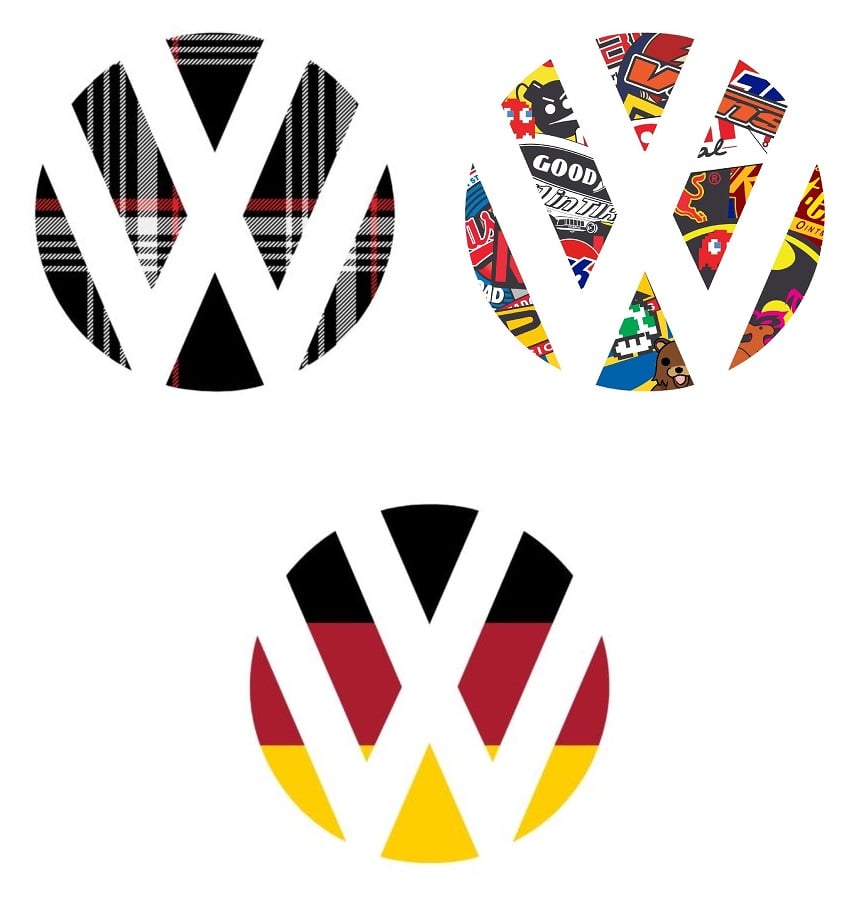 Image of Plaid /German Flag / Sticker bomb Rear Badge Vinyl inserts Fits: MK4 / MK5 / MK6 GOLF