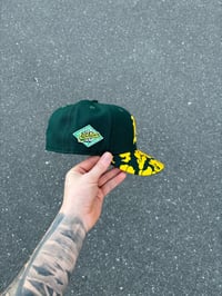Image 4 of YELLOW BRIM FOREST GREEN OAKLAND ATHLETICS CUSTOM FITTED CAP