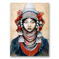 Image 1 of Canva Art Print - "Akha et Pompons"